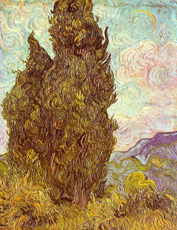 Vincent Van Gogh Two Cypresses Norge oil painting art